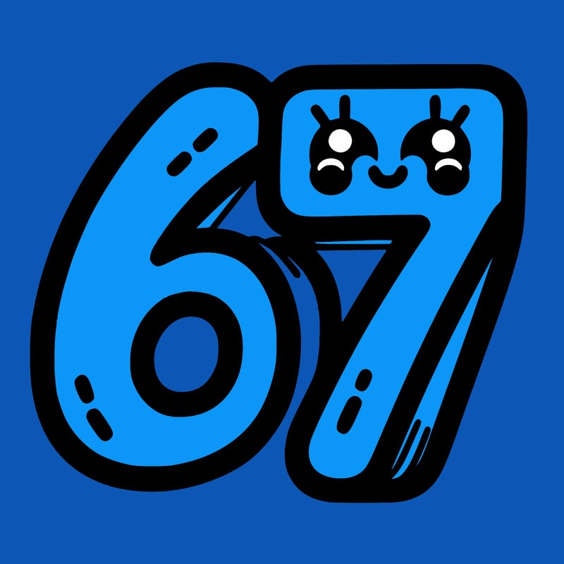 the numbers 67