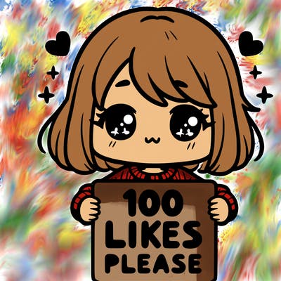 cute girl holding a sign saying 100 likes please