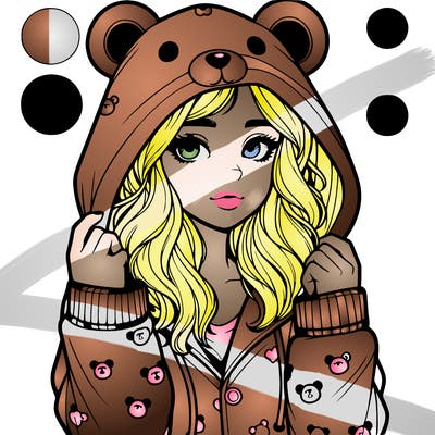 realistic girl in a animal pjs hoodie