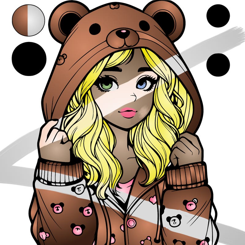 realistic girl in a animal pjs hoodie