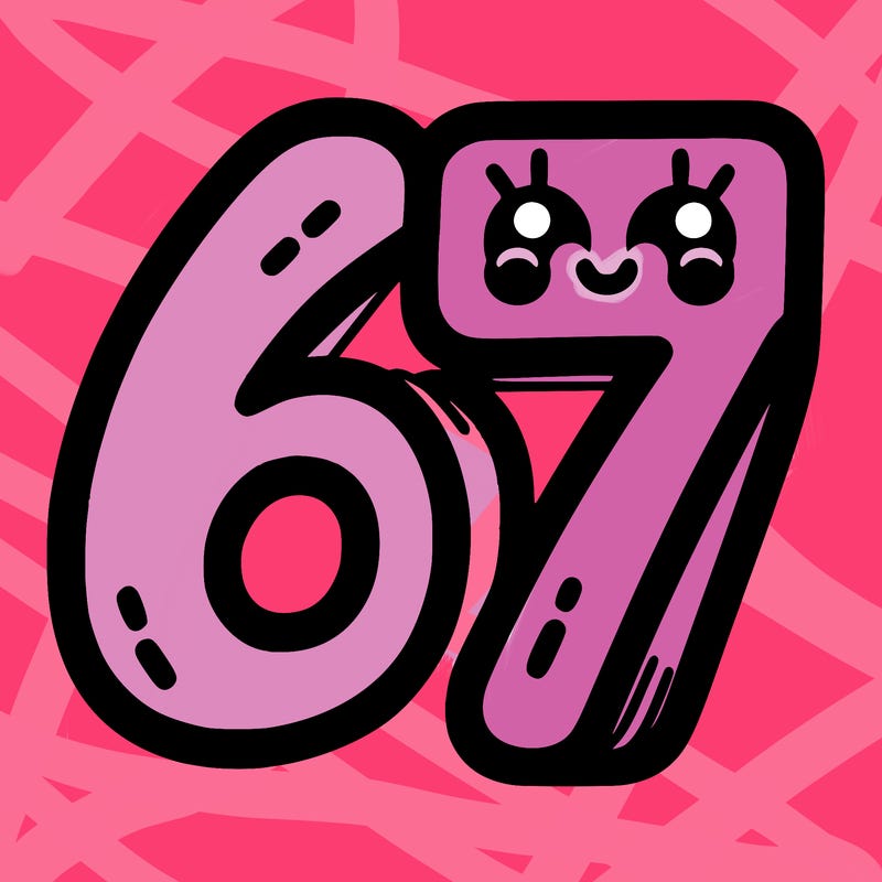 the numbers 67