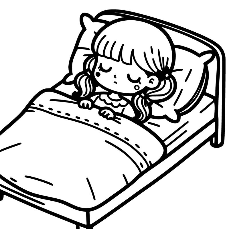 a little girl laying in bed