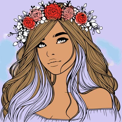 realistic girl with flower crown