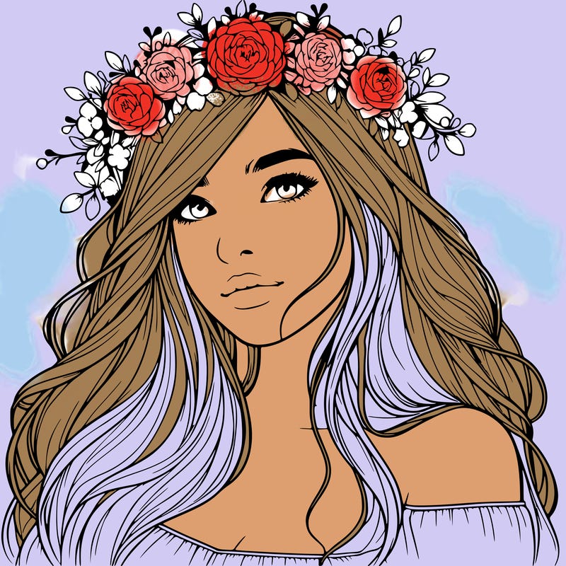realistic girl with flower crown