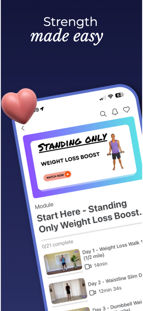 Bloom Young - Bloom Young app showing a standing weight loss workout module