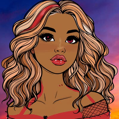 realistic girl with wavy hair and lips