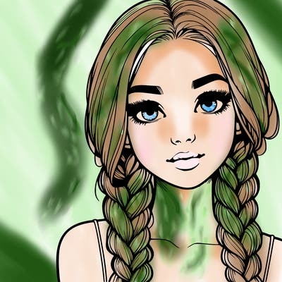 realistic girl with braids