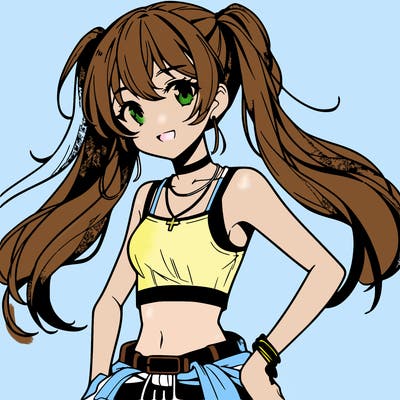 anime girl wearing crop top