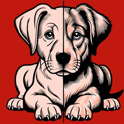 realistic dog split picture