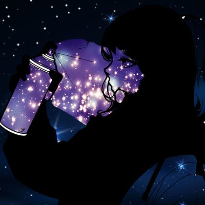 a realistic girl spray, painting