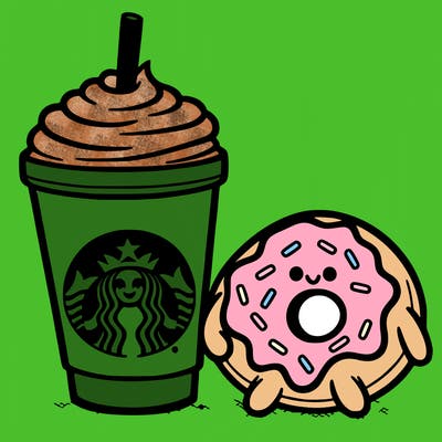 starbucks and a donut