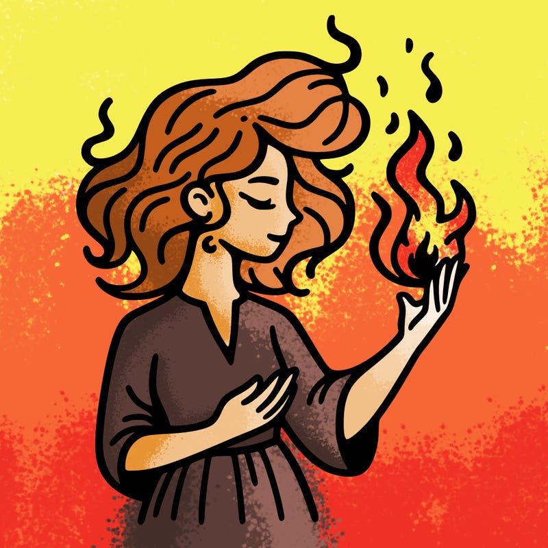 woman with fire
