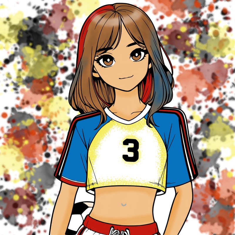 realistic girl wearing soccer jersey