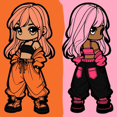 girl in crop top and baggy pants