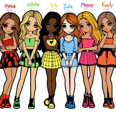 a group of girls realistic