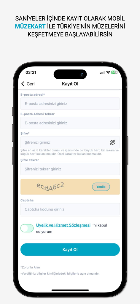 Museums of Türkiye - Official - Registration screen for the official Museums of Türkiye app