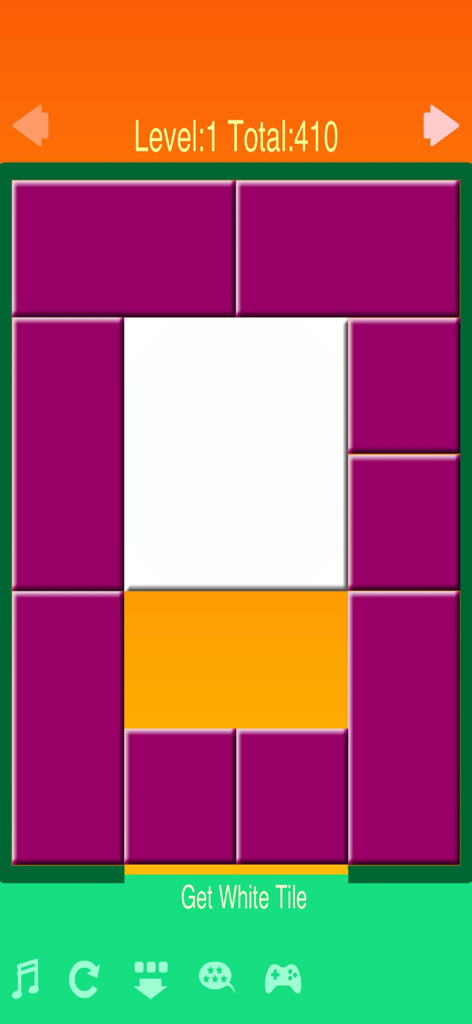 Uma tela de jogabilidade de nível 1 do jogo de quebra-cabeça de blocos deslizantes Obtenha a Peça Branca