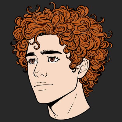 realistic guy with curly hair