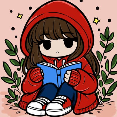 girl in oversized hoodie reading a book