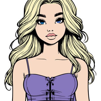 realistic girl from waist up wearing a crop top with hair,lips and a nose