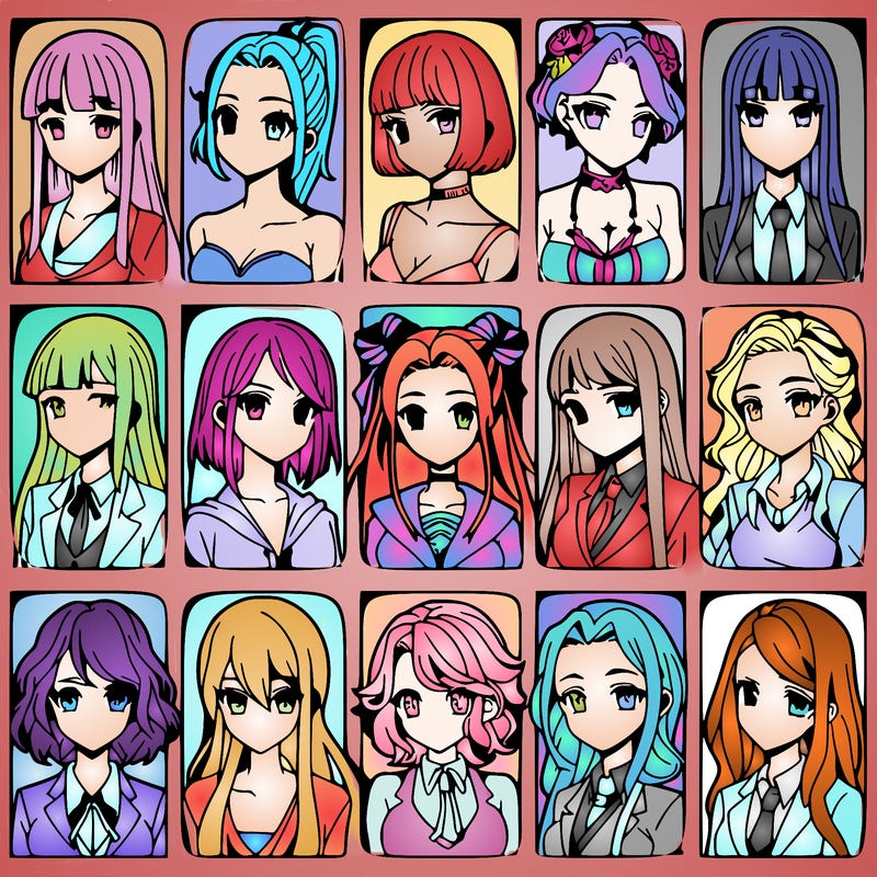 girls that look diffrent anime