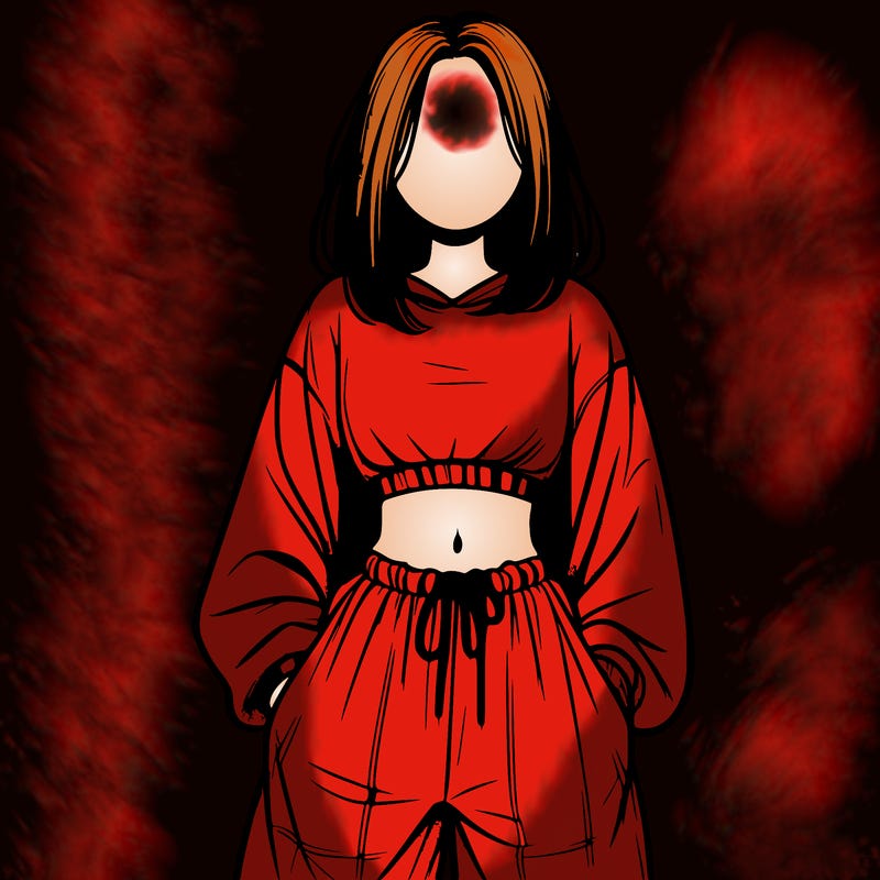 realistic girl faceless with baggy pants and a crop top