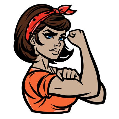 strong woman with a 60s american ad style