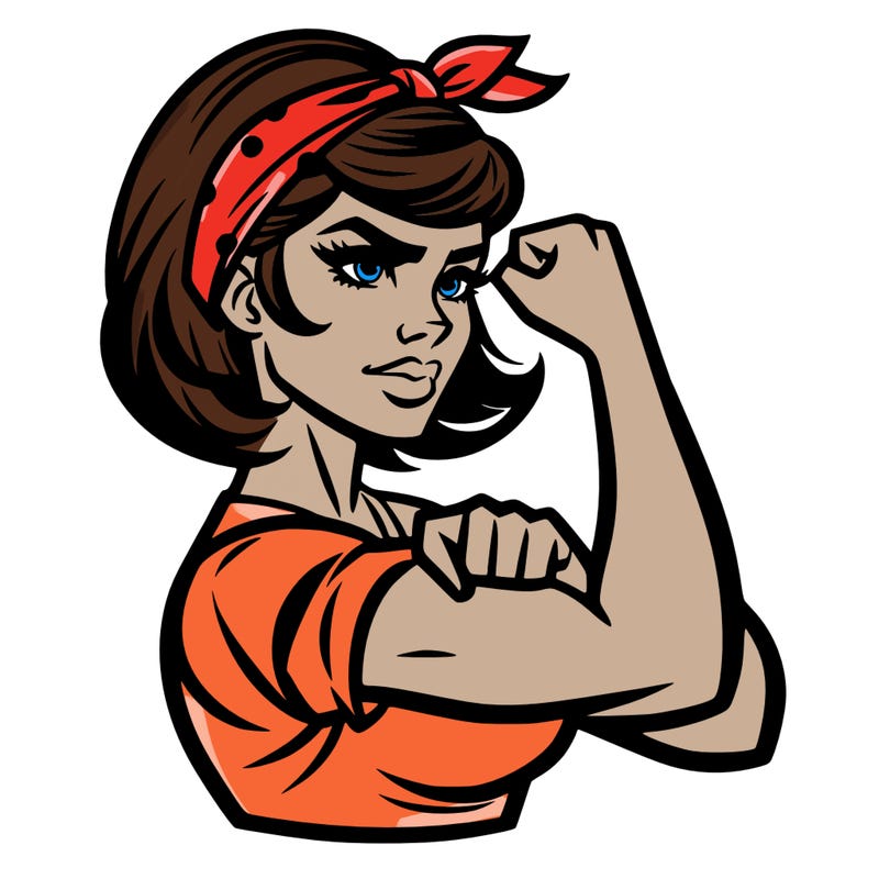 strong woman with a 60s american ad style