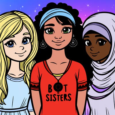 three sisters with a best sisters necklace