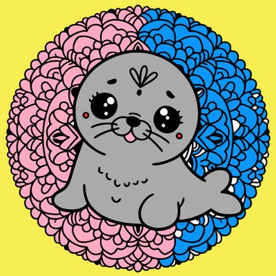 a cute baby seal mandala