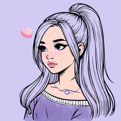 realistic girl with a high ponytail