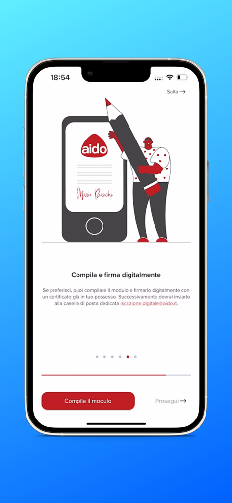 AIDO - Onboarding screen of the digitalAIDO app for digital organ donation registration