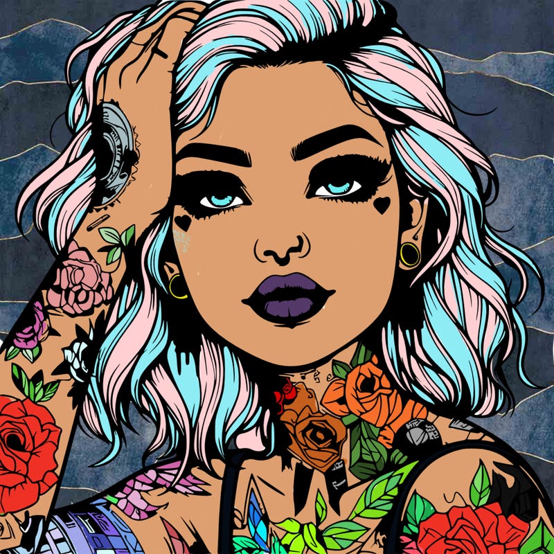 realistic girl with tattoos all over