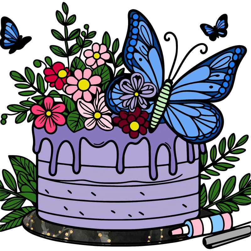 butterfly garden cake