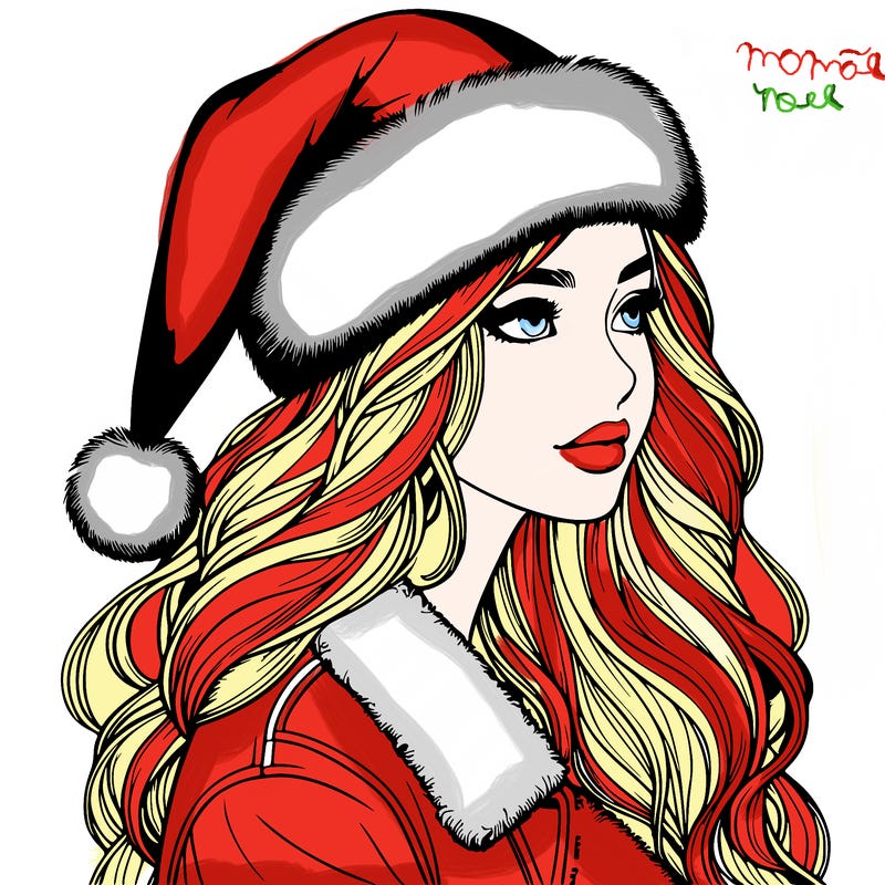 realistic girl in santa hat