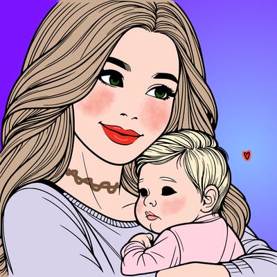 realistic woman with her baby