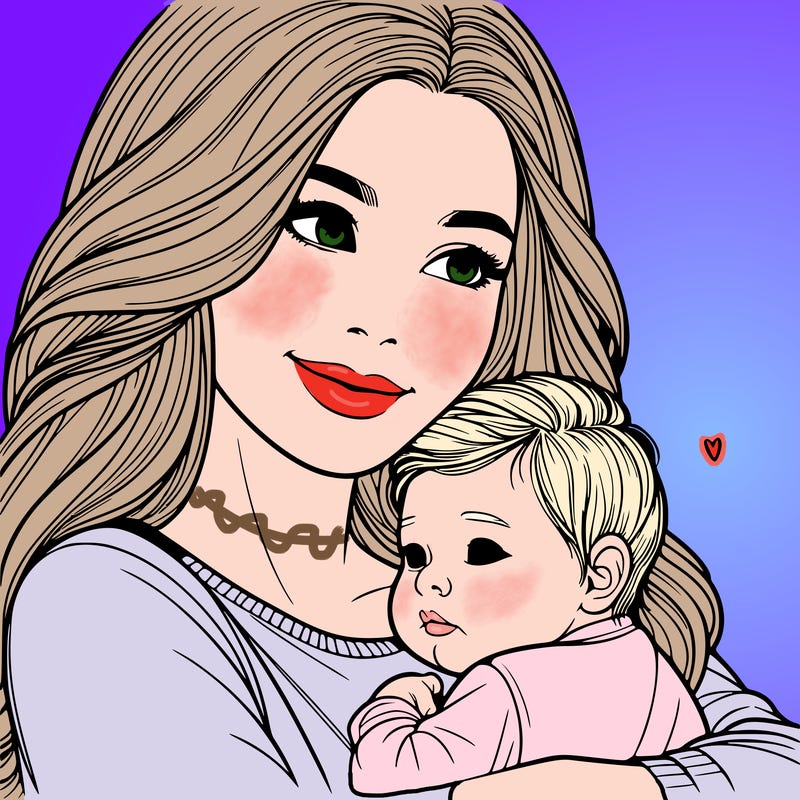 realistic woman with her baby