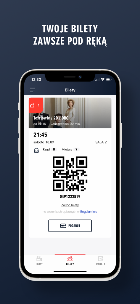 Kino Helios - Entrada de cine digital con código QR en la aplicación móvil Kino Helios
