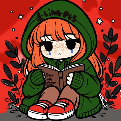 girl in oversized hoodie reading a book