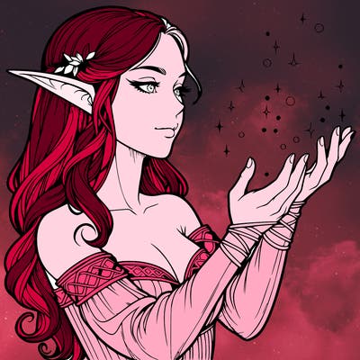 realistic elf girl doing magic