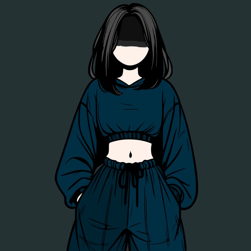 realistic girl faceless with baggy pants and a crop top
