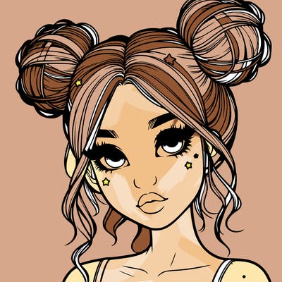 realistic girl with space buns