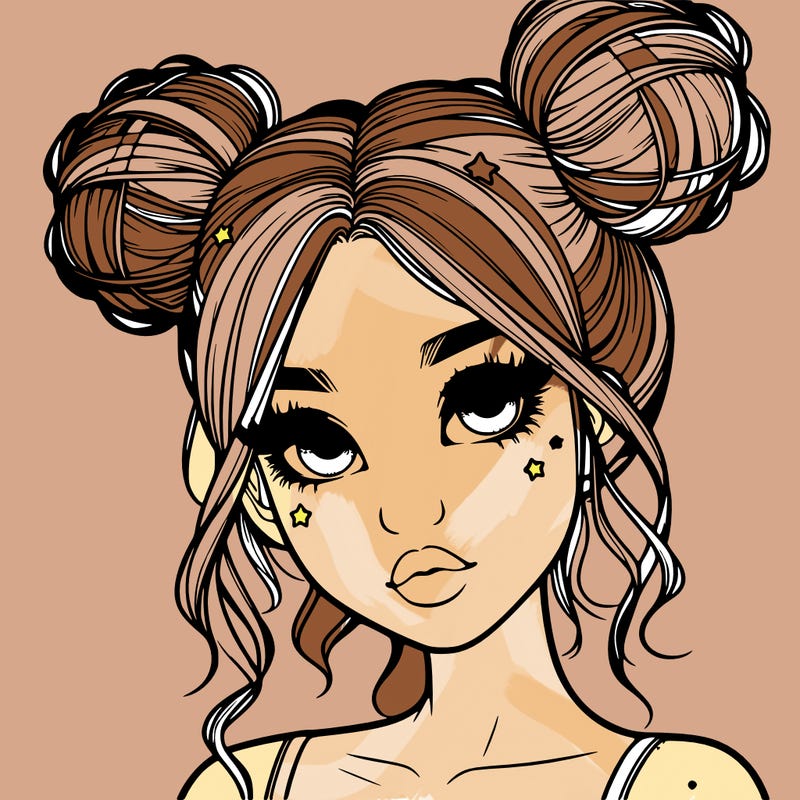 realistic girl with space buns