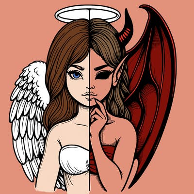 realistic angel half demon