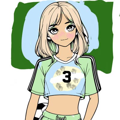 realistic girl wearing soccer jersey