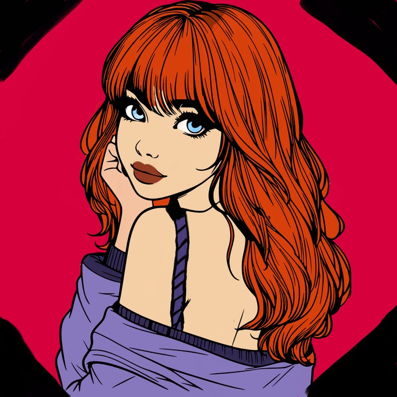 realistic girl with bangs looking over her shoulder