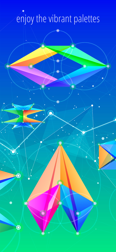 TRIZ - Sacred Geometry Puzzles - Colorful geometric shapes and circular patterns in the TRIZ puzzle game