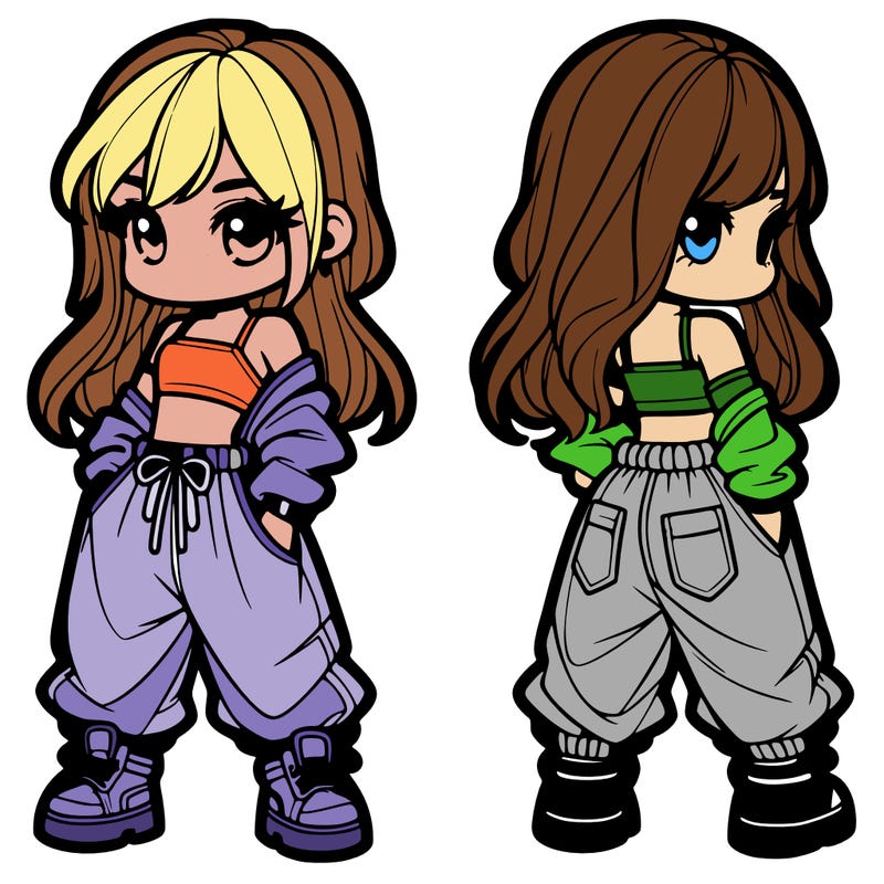 girl in crop top and baggy pants