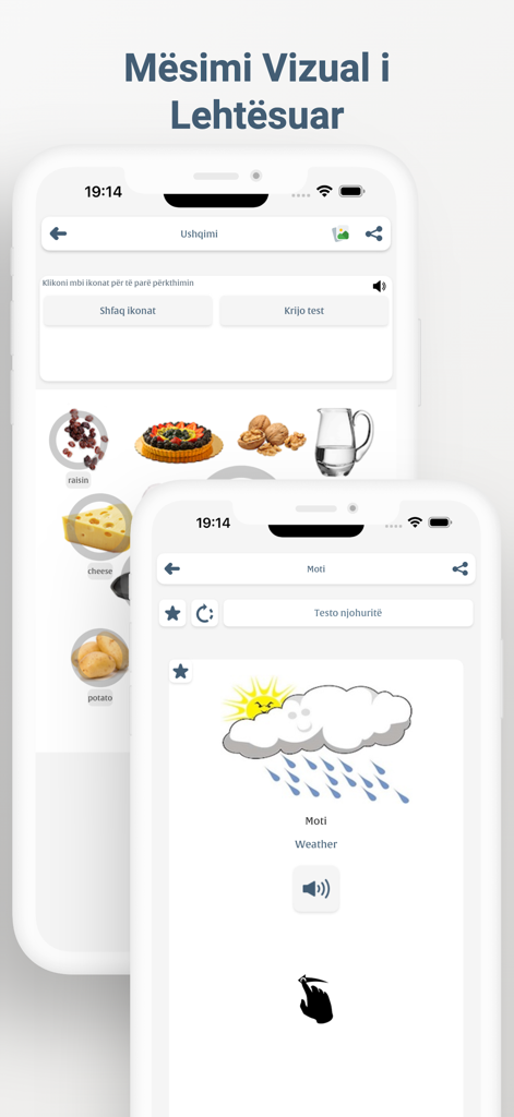 Meso Anglisht - 食べ物や天気をテーマにした、アルバニア語から英語を学ぶための視覚的な語彙レッスン