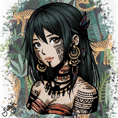 realistic tribal manga woman